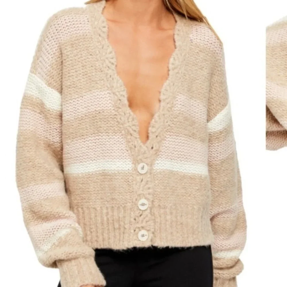 Nwt Free People Fine Time Striped Cardigan Sweater - Picture 1 of 7